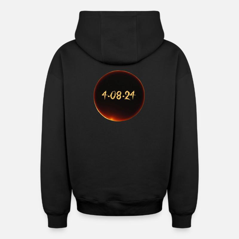 Solar Eclipse 2024 - Oversized Heavyweight Unisex Zip Hoodie - black