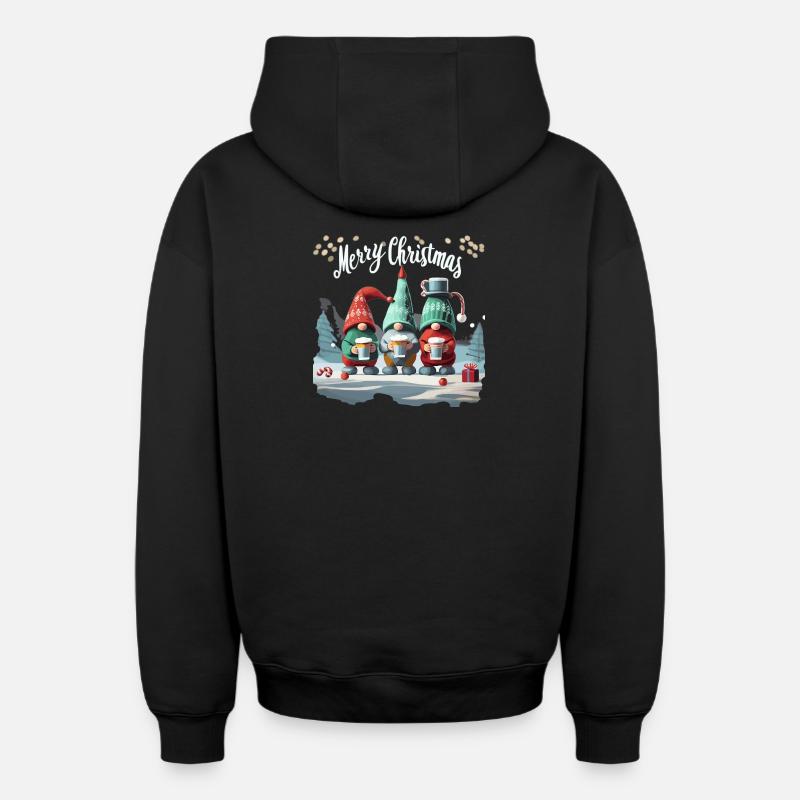 JOYEUX NOËL - Sweat à capuche unisexe zippé oversize épais SPREAD - noir
