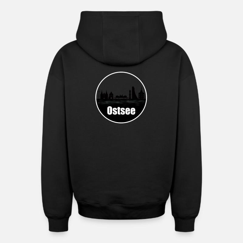 Mer Baltique Transparence Skyline - Sweat à capuche unisexe zippé oversize épais SPREAD - noir