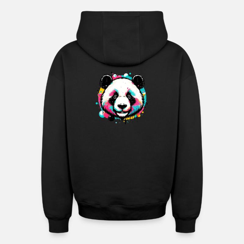 Panda - Sweat à capuche unisexe zippé oversize épais SPREAD - noir
