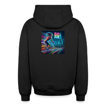 80er Jahre Radsport-Abenteuer Neon-Mädchen-Fahrrad im Retro-Stil - Oversized Heavyweight Unisex Zip Hoodie - Schwarz - Hinten - AI Model Male 185 dark (185cm)