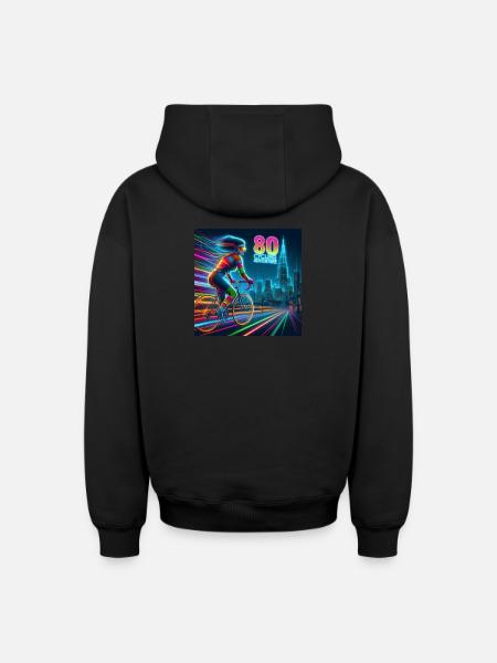 Neon 80 Cycling Adventure - Oversized Heavyweight Unisex Zip Hoodie - black