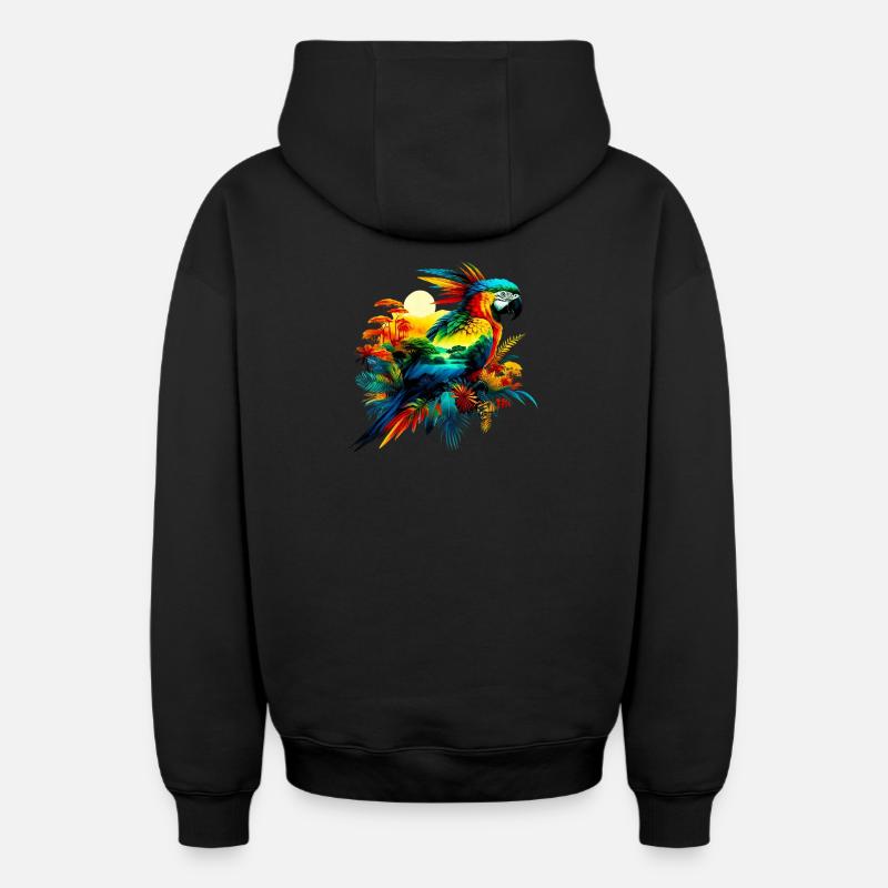 Perroquet - Sweat à capuche unisexe zippé oversize épais SPREAD - noir