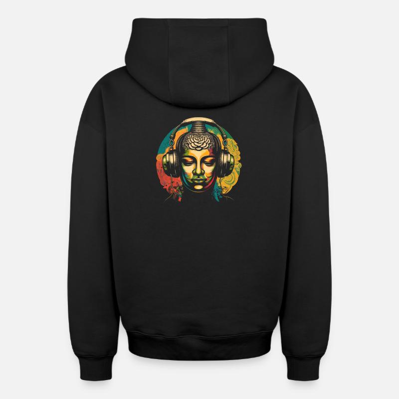 Bouddha - Sweat à capuche unisexe zippé oversize épais SPREAD - noir
