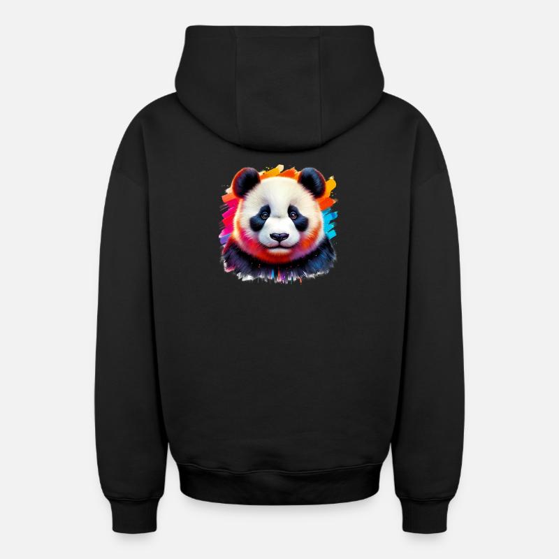 Panda - Sweat à capuche unisexe zippé oversize épais SPREAD - noir