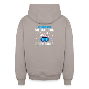 Skifahren Skihaserl Betreuer - Oversized Heavyweight Unisex Zip Hoodie - Taupe - Hinten - AI Model Male 178 light (178cm)