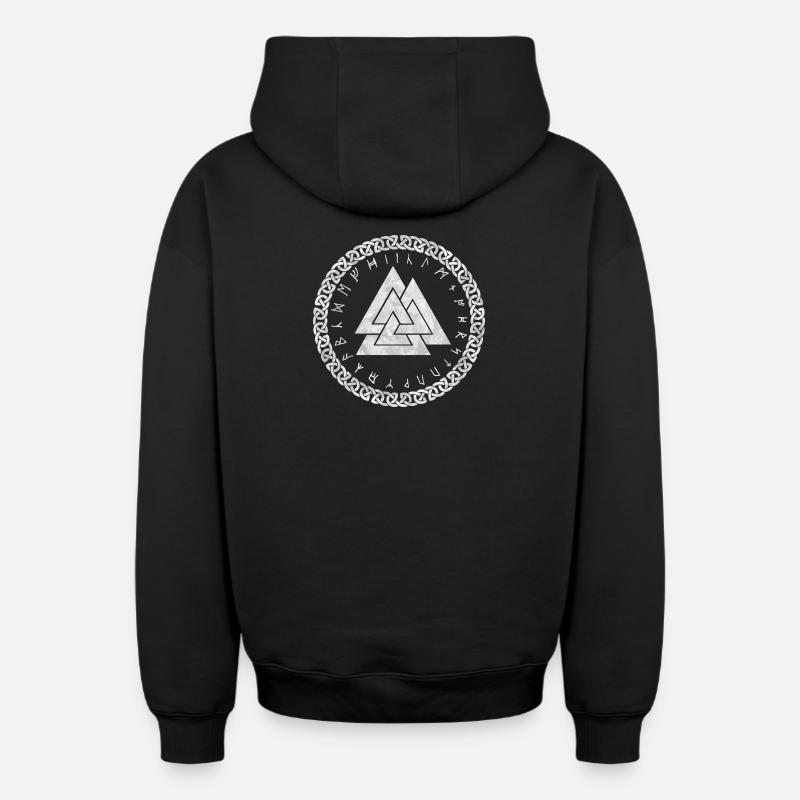 Valknut symbole viking - Sweat à capuche unisexe zippé oversize épais SPREAD - noir