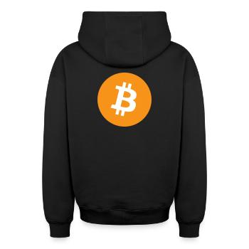 Bitcoin Logo - Oversized Heavyweight Unisex Zip Hoodie - black - Back - AI Model Male 185 dark (185cm)