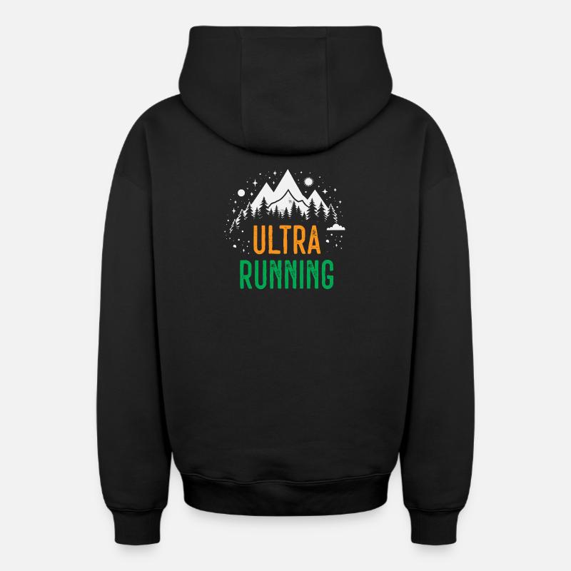 Ultra Running - Sweat à capuche unisexe zippé oversize épais SPREAD - noir