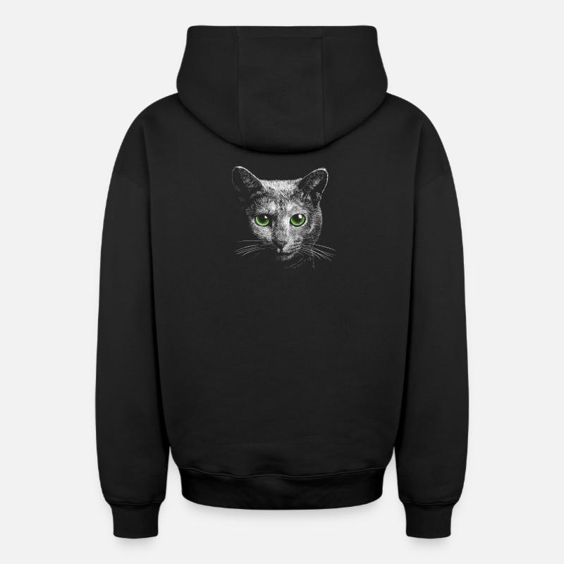 Chat - Sweat à capuche unisexe zippé oversize épais SPREAD - noir