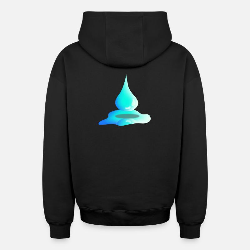 Gouttes d’eau | Eau | Nature - Sweat à capuche unisexe zippé oversize épais SPREAD - noir