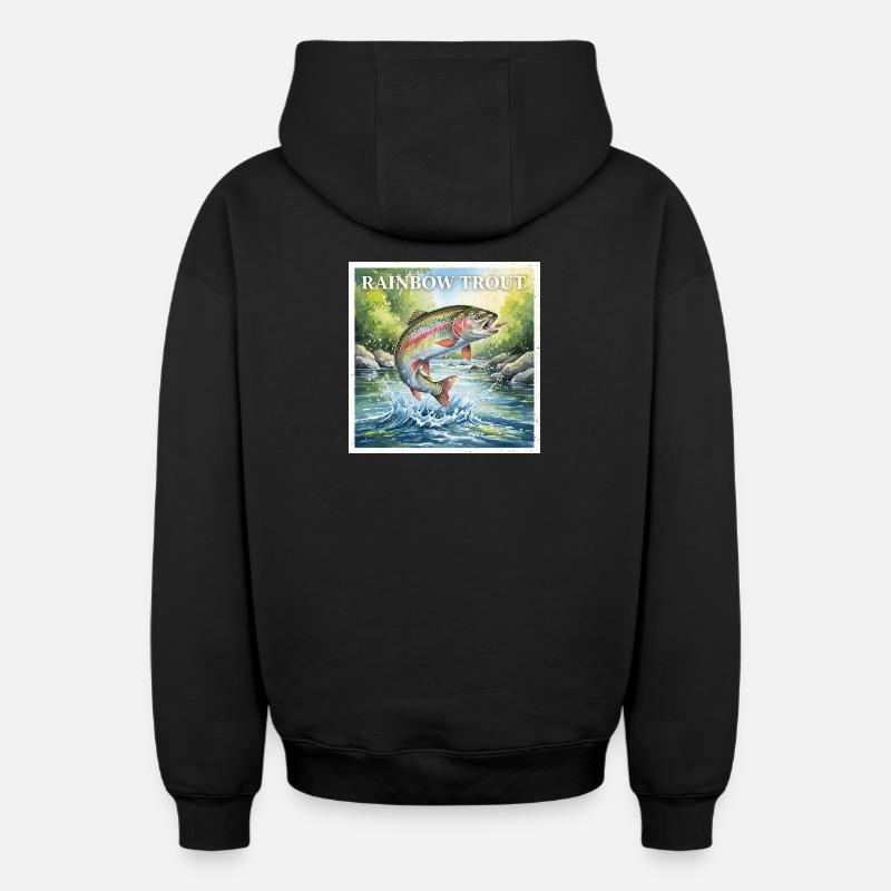 Regenbogenforelle - Oversized Heavyweight Unisex Zip Hoodie - Schwarz