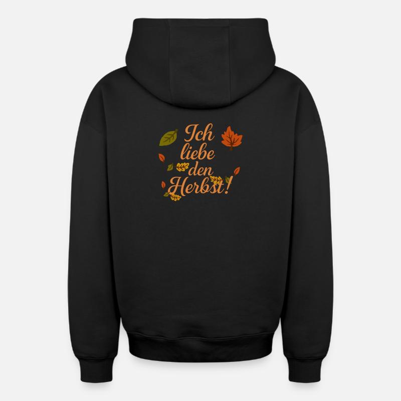 J’adore l’automne - Sweat à capuche unisexe zippé oversize épais SPREAD - noir