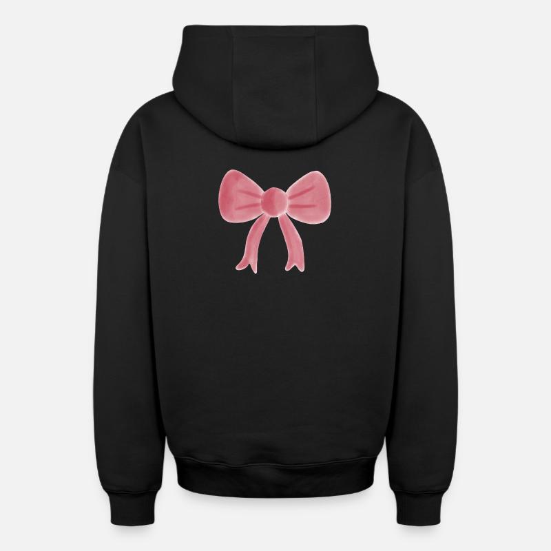 Noeud aquarelle rose pastel - Sweat à capuche unisexe zippé oversize épais SPREAD - noir