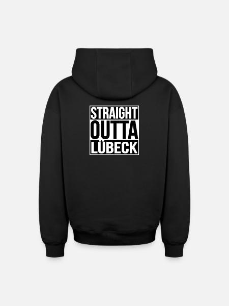 Straight Outta Lübeck - Oversized Heavyweight Unisex Zip Hoodie - Schwarz
