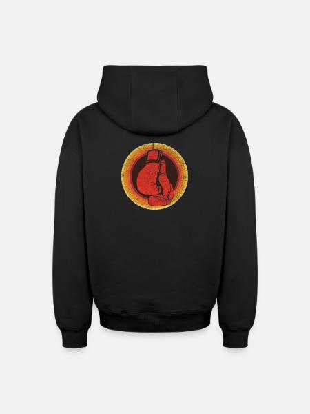 Boxing Momentum Artwork - Oversized Heavyweight Unisex Zip Hoodie - Schwarz