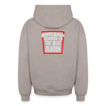 La saison de baseball est la meilleure saison des sports de fans - Sweat à capuche unisexe zippé oversize épais SPREAD - taupe - Dos - AI Model Male 178 light (178cm)