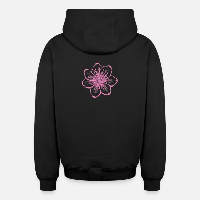 Fleur de cerisier - Sweat à capuche unisexe zippé oversize épais SPREAD - noir