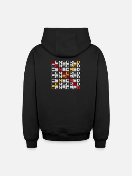 Censored Funny Statement Freedom Logo - Oversized Heavyweight Unisex Zip Hoodie - black
