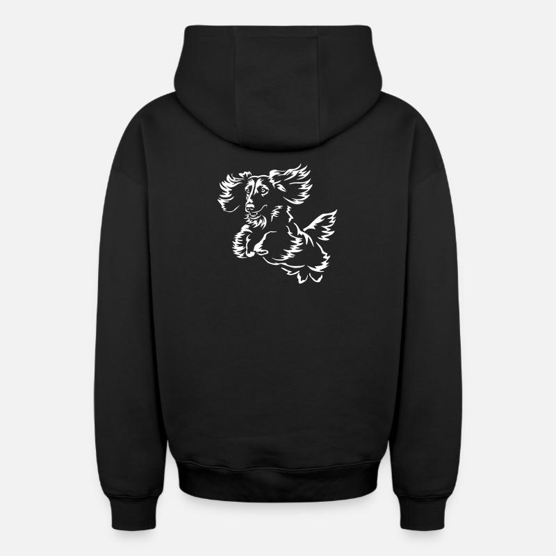 Teckel « Édition Noire » - Sweat à capuche unisexe zippé oversize épais SPREAD - noir