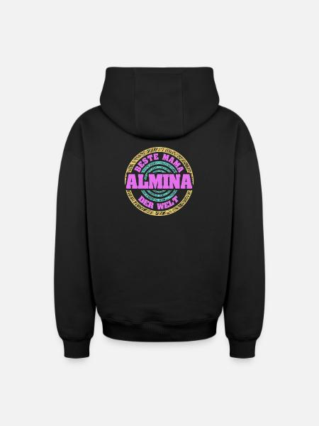 Beste Mama der Welt Allmina - Oversized Heavyweight Unisex Zip Hoodie - Schwarz