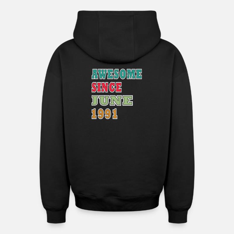 Awesome Seit Juni 1991 - Oversized Heavyweight Unisex Zip Hoodie - Schwarz