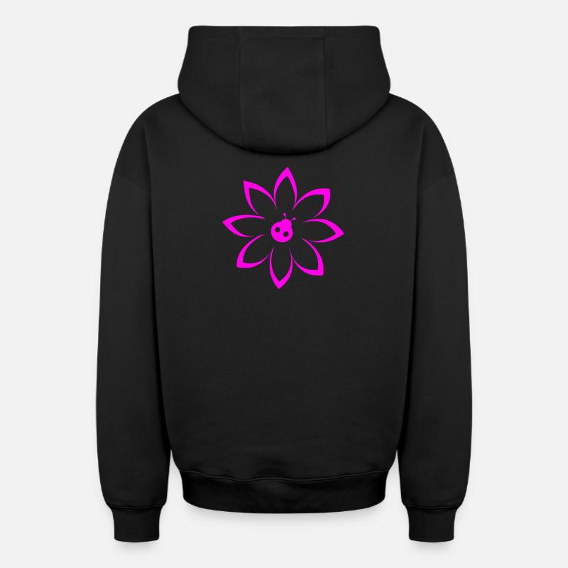 Fleur - Sweat à capuche unisexe zippé oversize épais SPREAD - noir