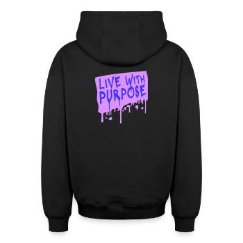 Vivre avec un but motivation sensée Mentalité dire - Sweat à capuche unisexe zippé oversize épais SPREAD - noir - Dos - AI Model Male 185 dark (185cm)