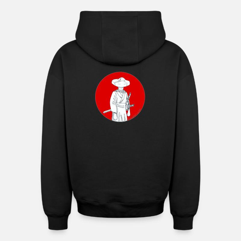 RONIN - Sweat à capuche unisexe zippé oversize épais SPREAD - noir