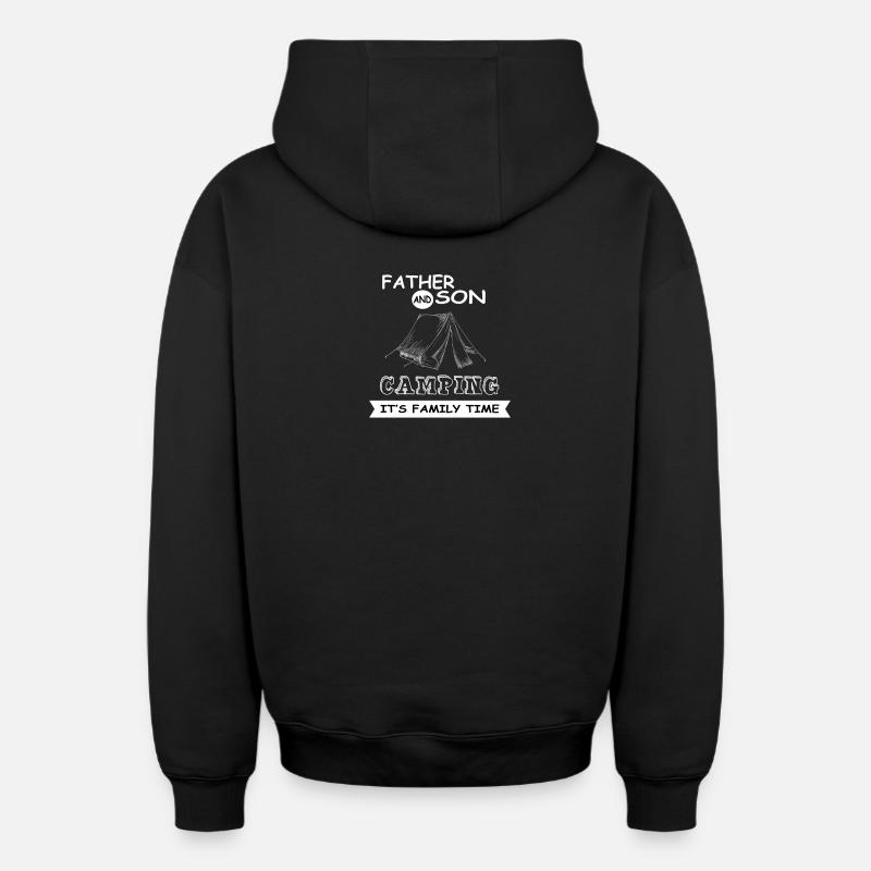 Père et fils - Camping - Sweat à capuche unisexe zippé oversize épais SPREAD - noir