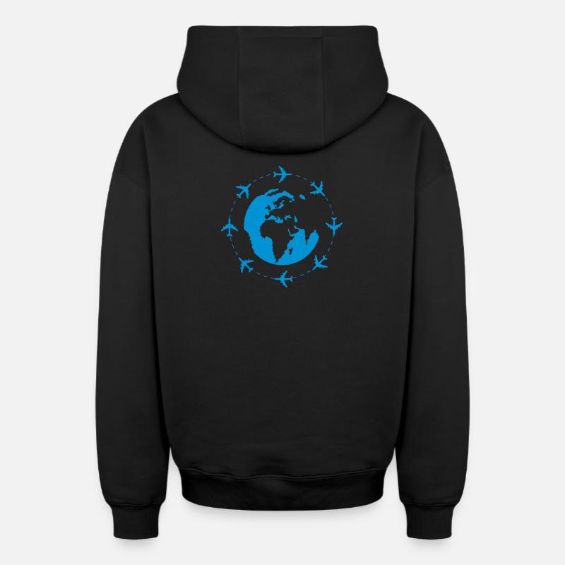 tour du monde - Sweat à capuche unisexe zippé oversize épais SPREAD - noir