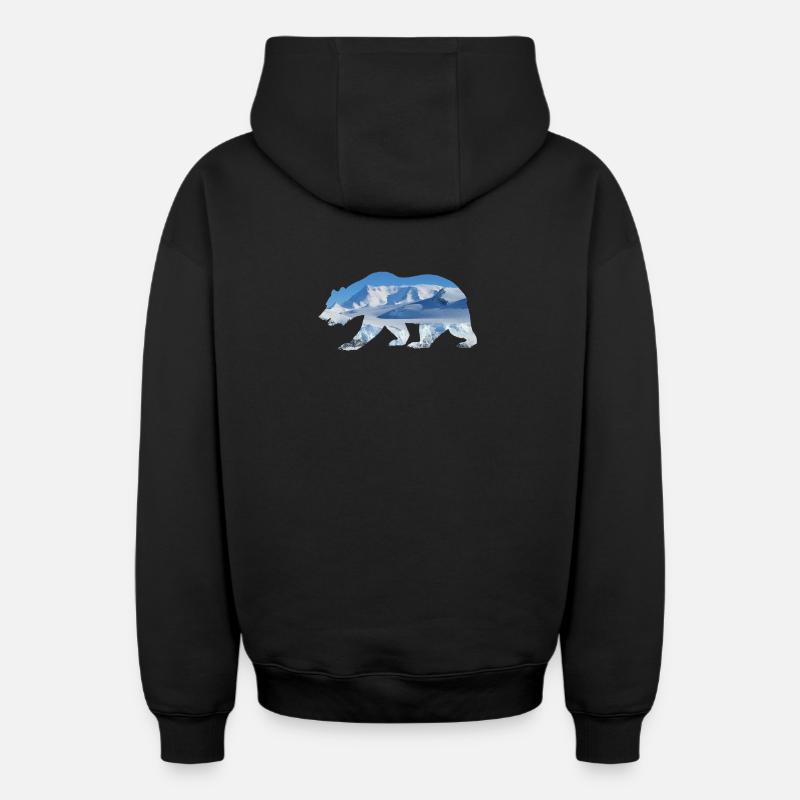 Ours polaire - Sweat à capuche unisexe zippé oversize épais SPREAD - noir
