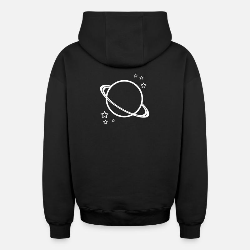 Univers Planet Space - Sweat à capuche unisexe zippé oversize épais SPREAD - noir