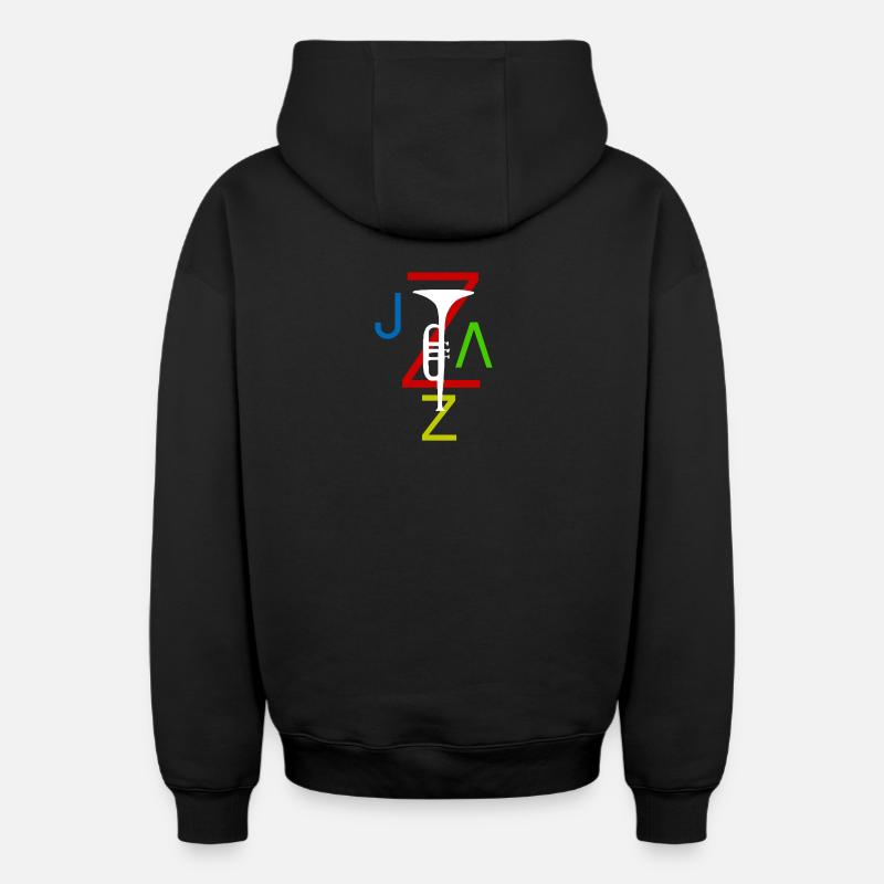jazz - Sweat à capuche unisexe zippé oversize épais SPREAD - noir