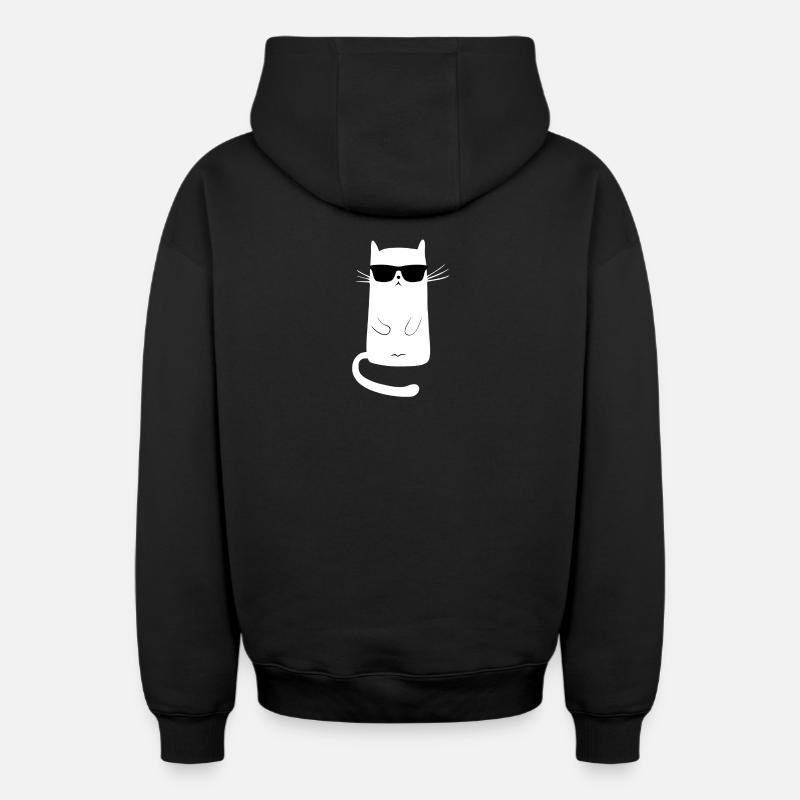 chat cool | reste calme - Sweat à capuche unisexe zippé oversize épais SPREAD - noir