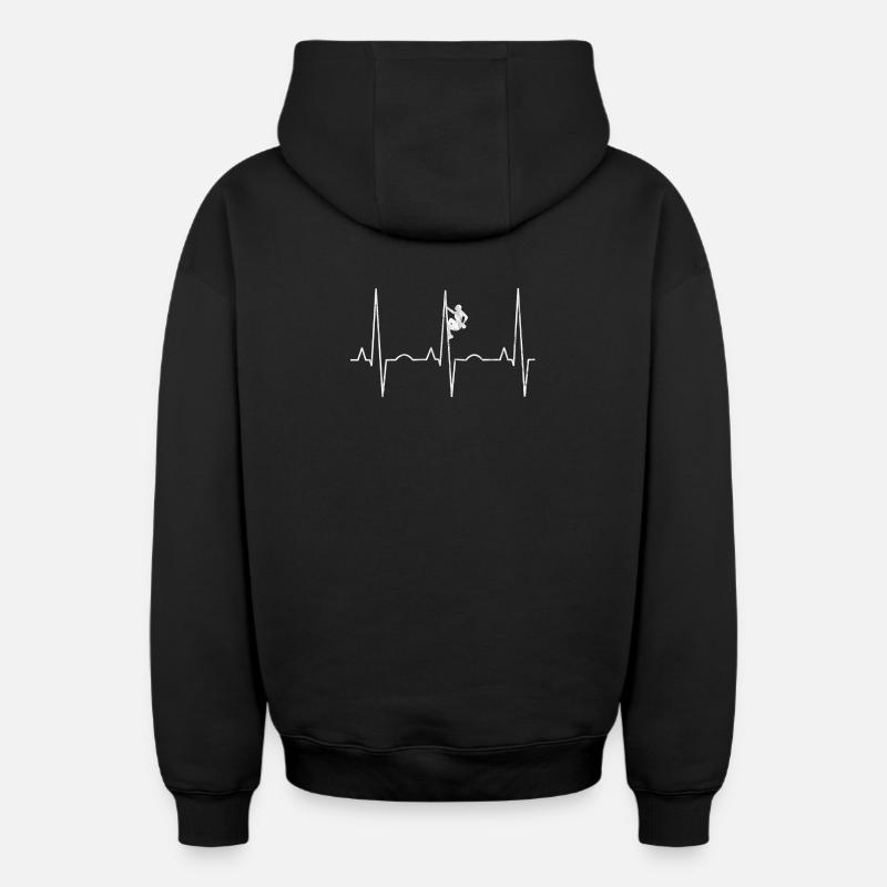 ECG du battement cardiaque en escalade - Conception d’escalade - Sweat à capuche unisexe zippé oversize épais SPREAD - noir