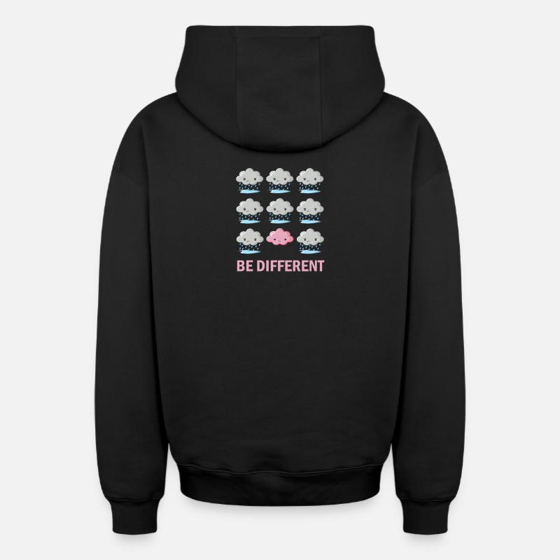 Être différent - Sweat à capuche unisexe zippé oversize épais SPREAD - noir