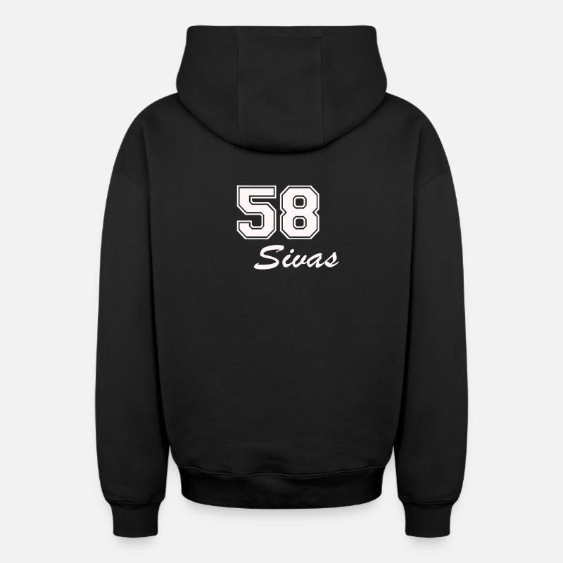 Sivas - Sweat à capuche unisexe zippé oversize épais SPREAD - noir