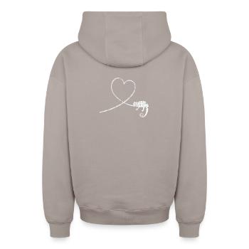 Caméléon reptile terrarium animal de compagnie cadeau - Sweat à capuche unisexe zippé oversize épais SPREAD - taupe - Dos - AI Model Male 178 light (178cm)