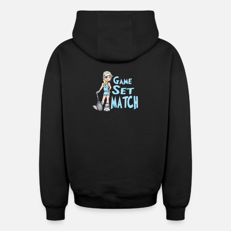 tennis - Sweat à capuche unisexe zippé oversize épais SPREAD - noir