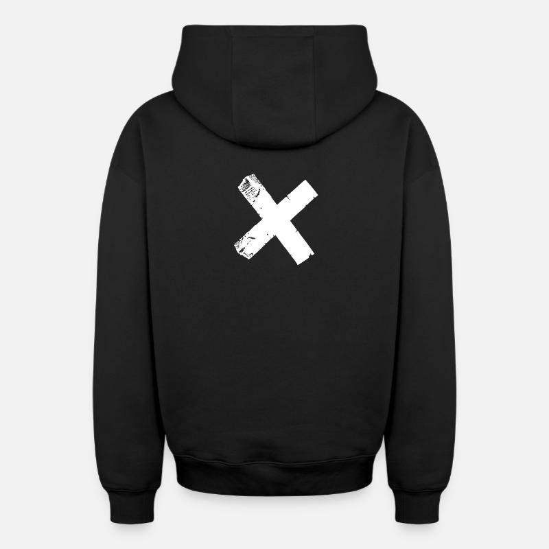 X-tape - Sweat à capuche unisexe zippé oversize épais SPREAD - noir