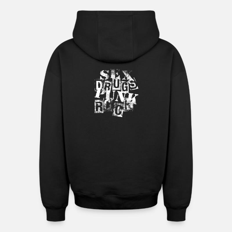 punk rock - Sweat à capuche unisexe zippé oversize épais SPREAD - noir