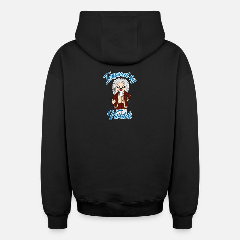 Vivaldi - Sweat à capuche unisexe zippé oversize épais SPREAD - noir