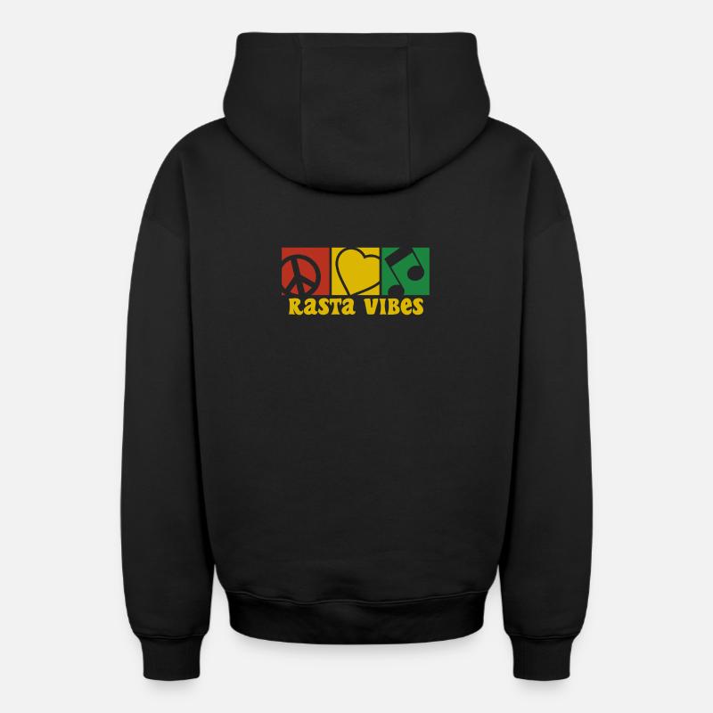 RASTA VIBES - Sweat à capuche unisexe zippé oversize épais SPREAD - noir