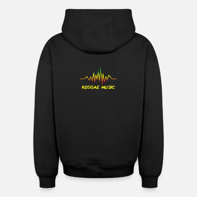 Conception d’ondes sonores reggae - Sweat à capuche unisexe zippé oversize épais SPREAD - noir