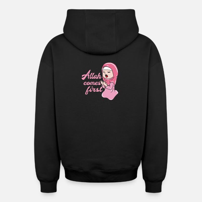 Islam Islamique Allah - Sweat à capuche unisexe zippé oversize épais SPREAD - noir