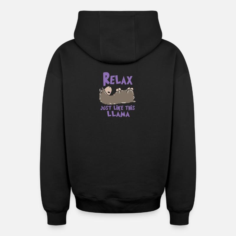 Relax Lama - Sweat à capuche unisexe zippé oversize épais SPREAD - noir