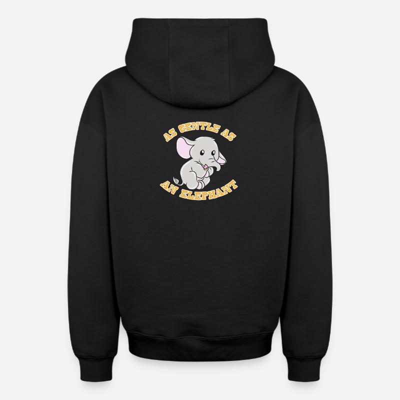 Idée cadeau éléphant - Sweat à capuche unisexe zippé oversize épais SPREAD - noir