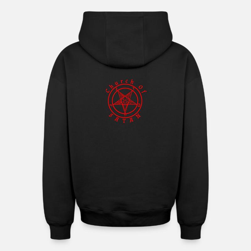 Satan Church - Sweat à capuche unisexe zippé oversize épais SPREAD - noir