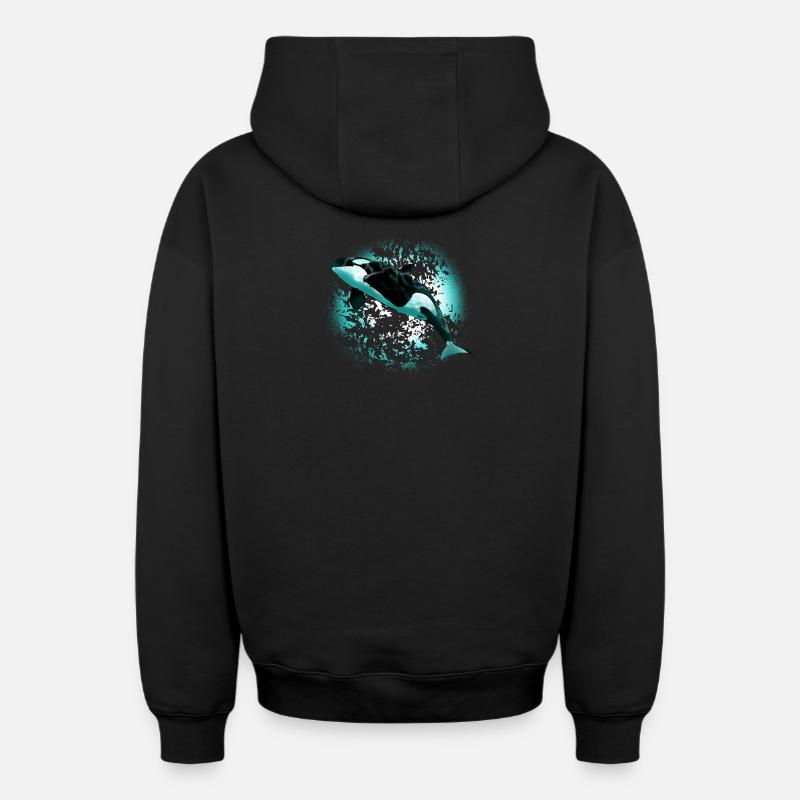 orca - Sweat à capuche unisexe zippé oversize épais SPREAD - noir